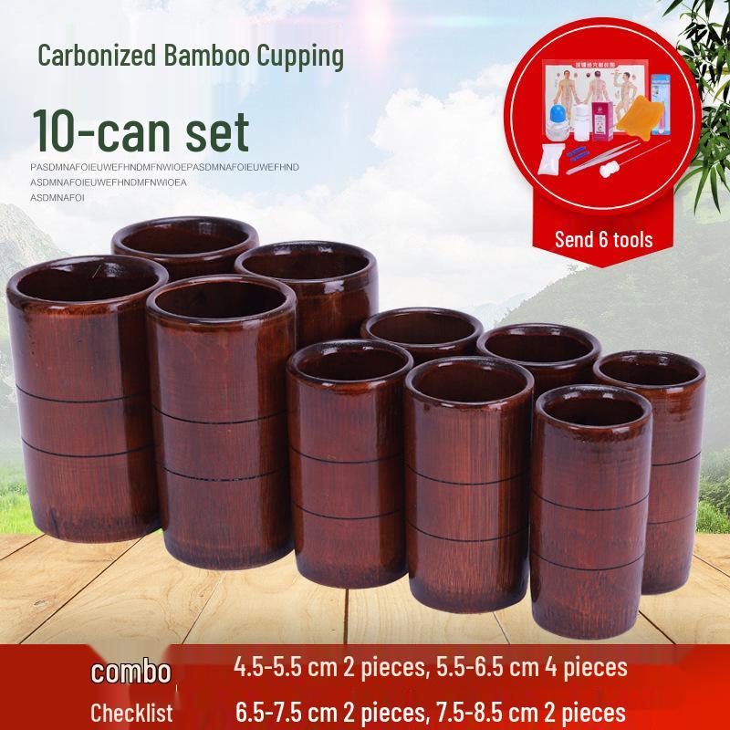 Bamboo Cupping Set: Carbonized Bamboo Charcoal Fire Cupping Jars & Tubes for Household Use