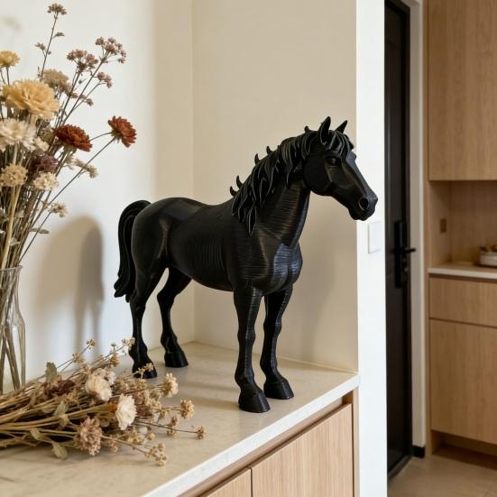 Pferdestatue, 3D-gedruckte realistische Pferdeskulptur, Sammler-Tierskulptur, Feng Shui Ornamente für Heim- und Büro-Schreibtischdekoration