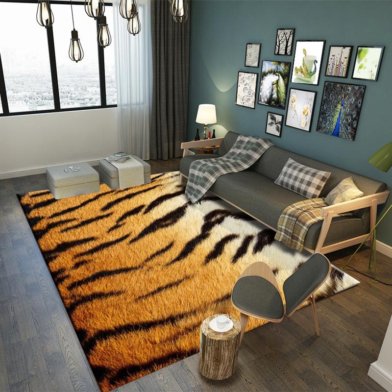 Imitation Fur Pattern Carpet 3D Printing Animals Bedroom Full of Tea Table Blanket Simple Bedside Carpet Customized Floor Mat