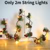 2m Christmas Pine Cone Led String Light Battery Xmas Tree Garland Decors Lamp