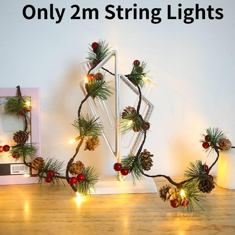 2m Christmas Pine Cone Led String Light Battery Xmas Tree Garland Decors Lamp