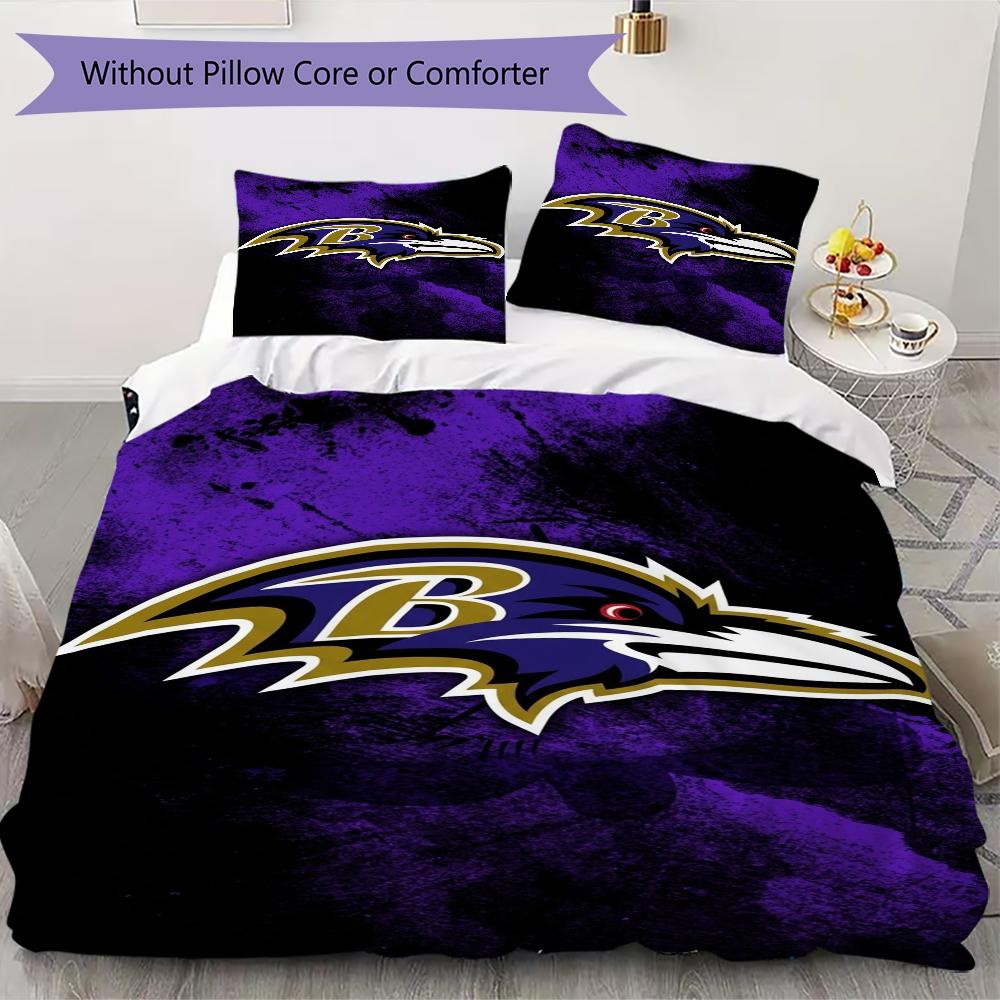 Baltimore Ravens Muster Bettwäsche Steppset Steppdecke Kissenbezug Heimdekoration Geburtstagsgeschenk (1*Bettbezug + 2*Kissenbezug ohne Füllung)