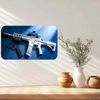 Placca Metallica Tattica AR Rifle Segno in Latta Arte da Parete in Metallo Argento per Uomo Armi Man Cave Bar Garage