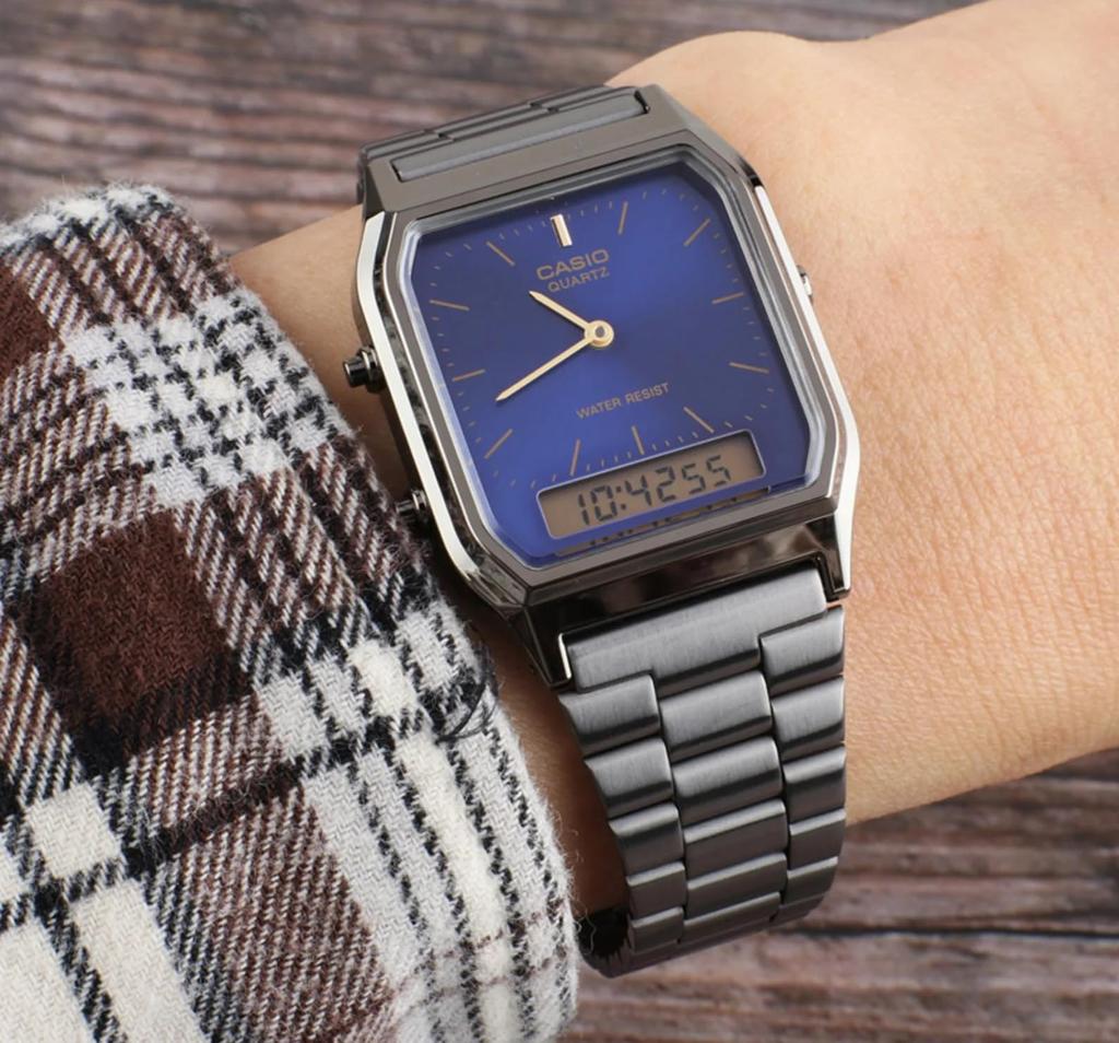 Casio Vintage Blue Fashion Quartz Ships Internationally AQ-230GG-2A Men's Analog-Digital Watch,