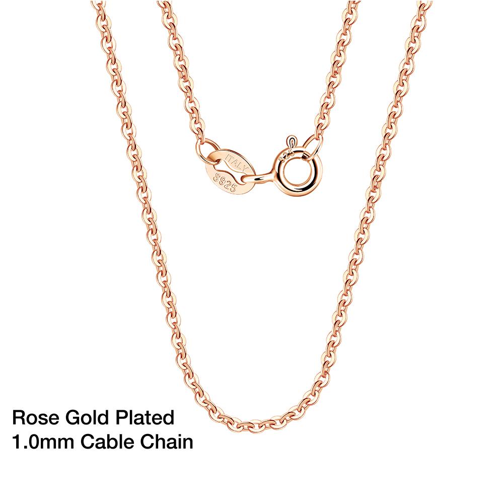 Effie Queen 925 Silver Basic Chain Necklace Woman Neck Chain 45cm 1mm Cable Chain Necklaces 18K Gold Jewelry Wholesale SC06-18K