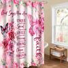 1pc Shower Curtain - Inspirational Faith Design with Pink Flowers and Butterflies Waterproof