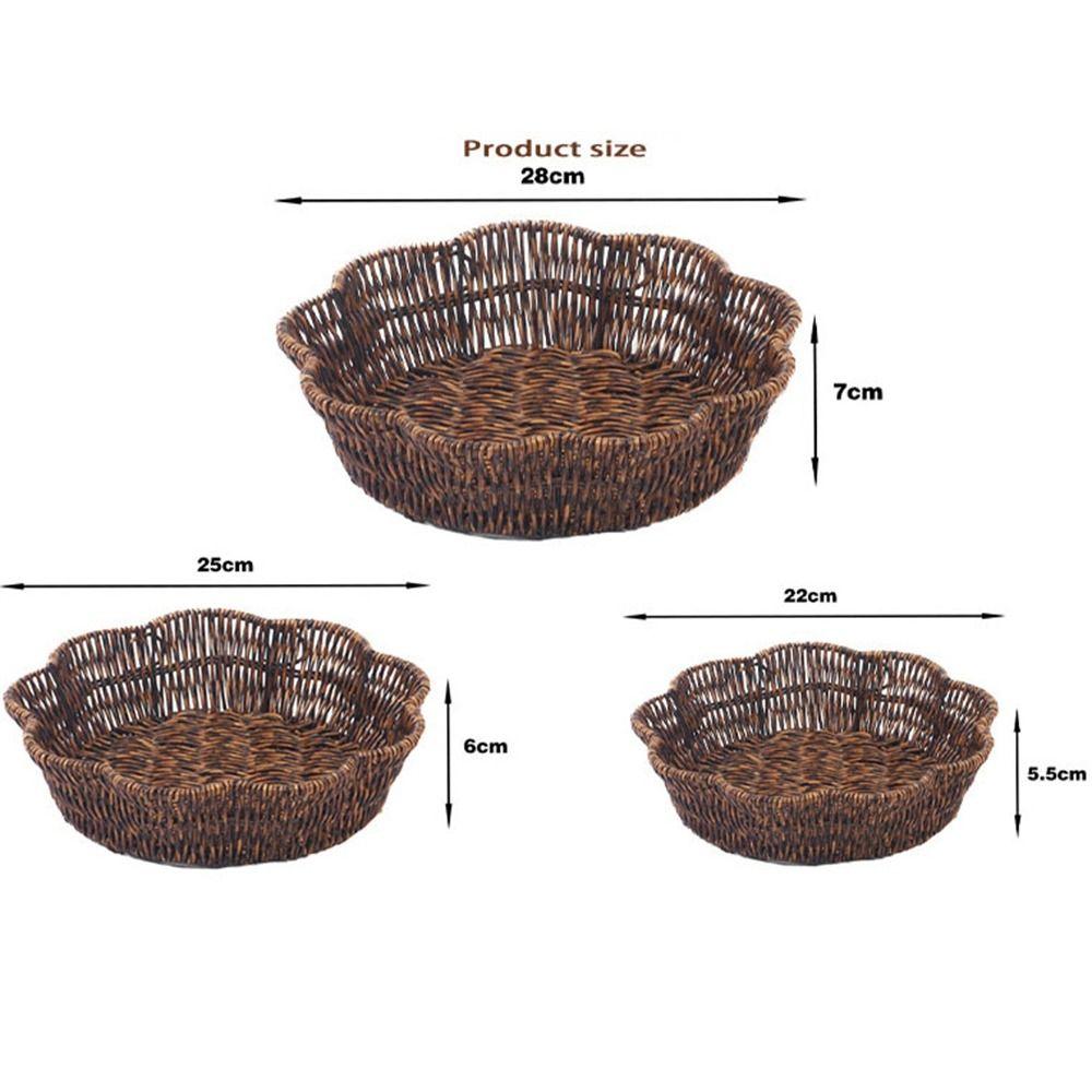 Multistyles Imitation Rattan Fruit Plate Retro Woven Handheld Creative House Candy Packaging Creative Household Storage Baskets