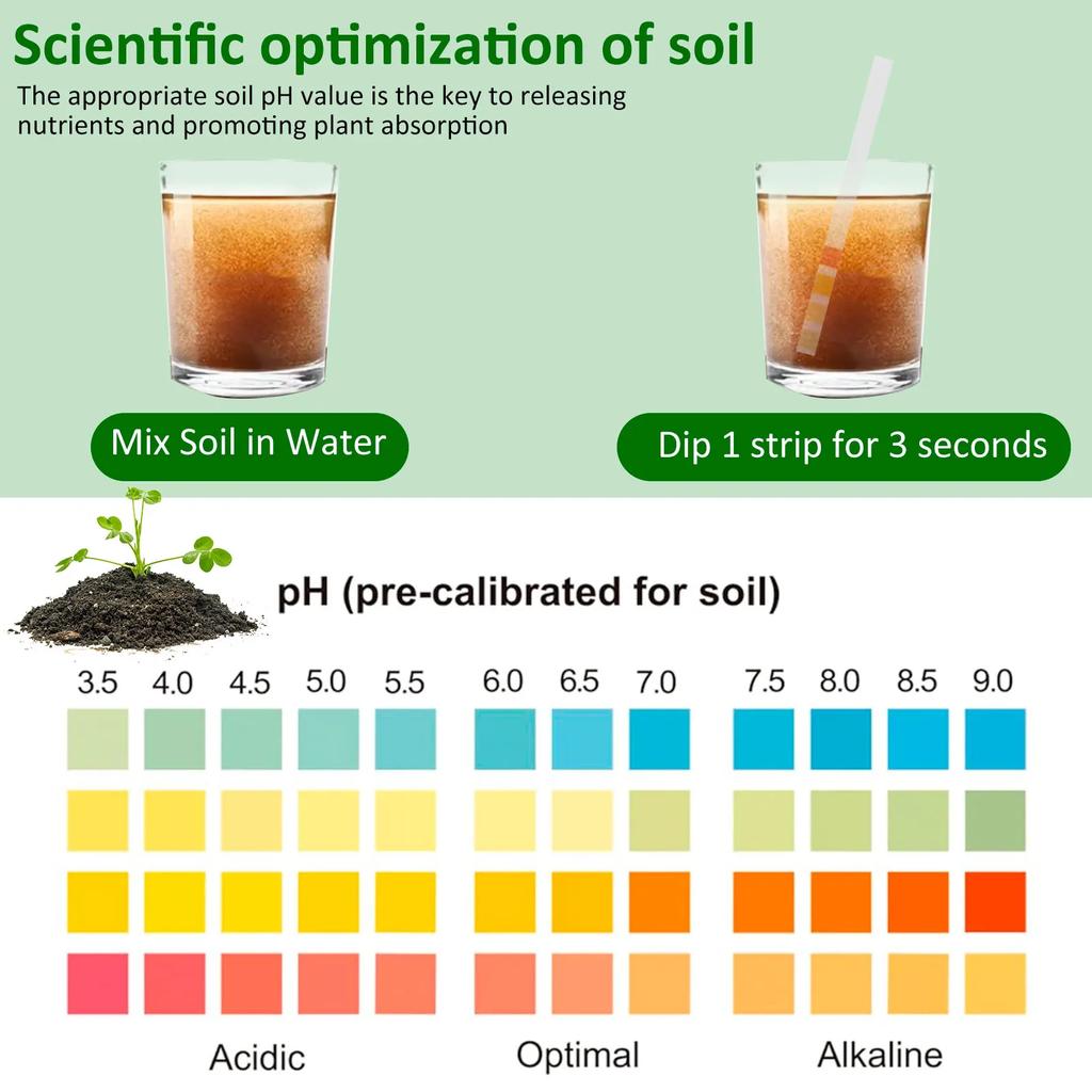 100 Pack Soil pH Test Strips Gardening Lawn Plants Water Soil Acidity Test Instrument High Precision Professional Tool
