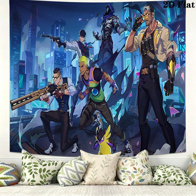 Valorant Game Wall Tapestry Aesthetic Wall Hanging Printed Fabric Blanket Decorative Tapestries for Bedroom Living Room Home Decor