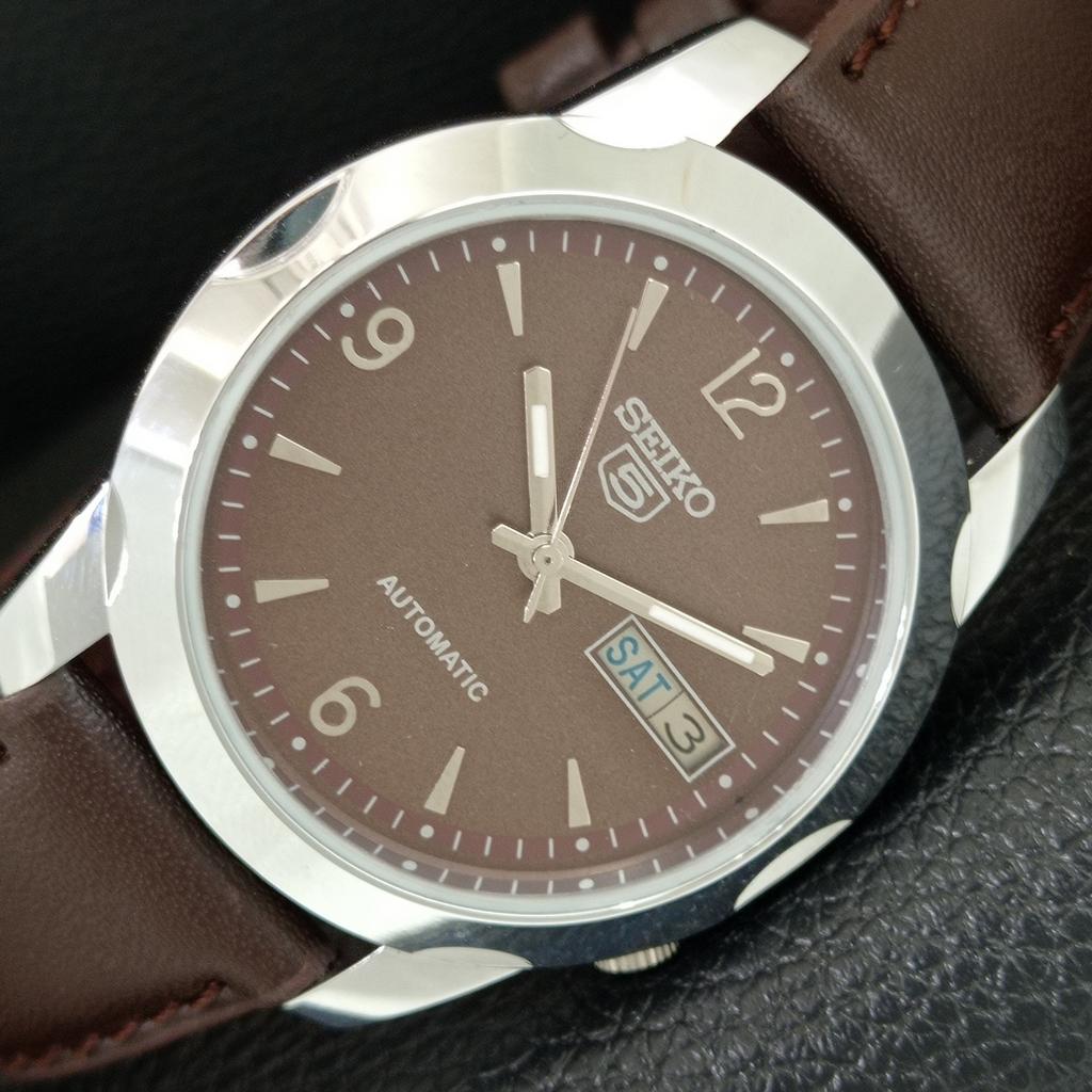 SEIKO 5 AUTOMATIC VINTAGE REFURBISHED JAPAN MENS BROWN DIAL WATCH a445430-1