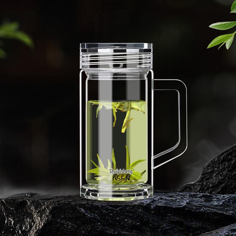 Mingxia Double Wall Glass Teacup with Handle