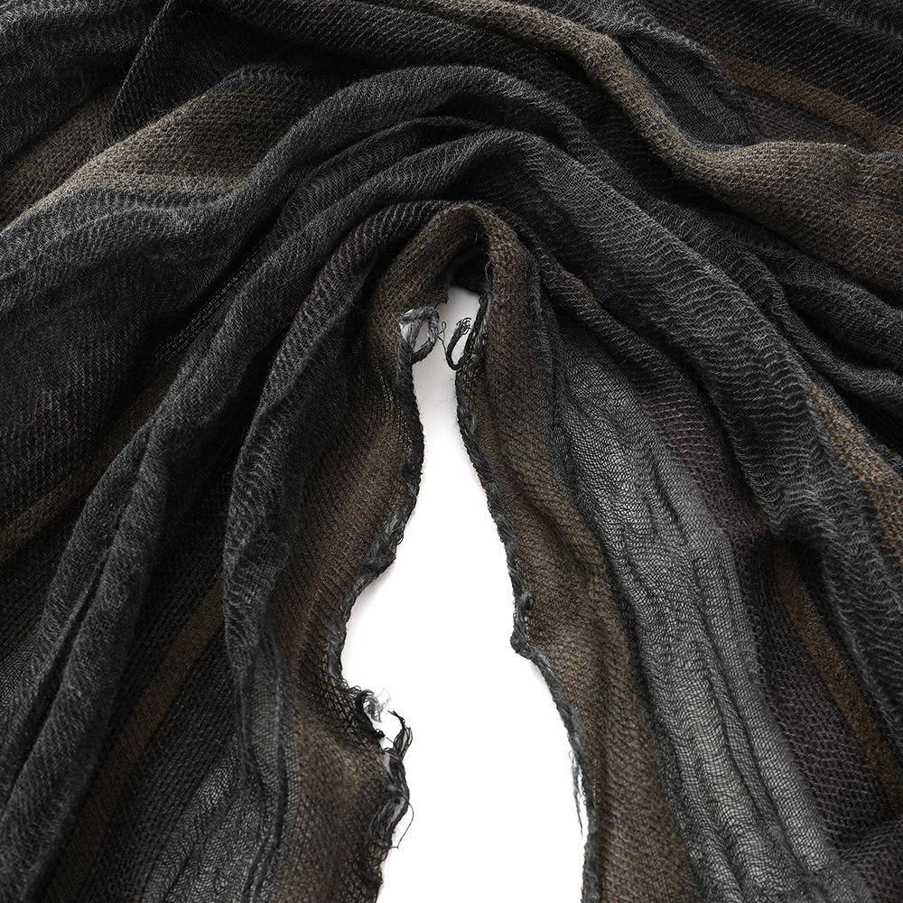 Foulard Rétro Unisexe en Coton et Lin: Rayures Color Block avec Pompons, Style Wasteland pour l'Automne/Hiver