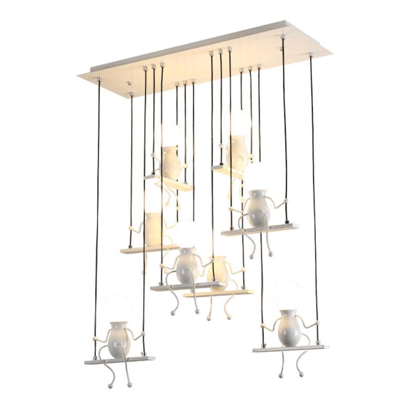 E27 Cartoon Little Man LED Pendant Lamp Creative Swing People Pendant Ceiling Lamp Kids Baby Children‘s Room Chandelier Decor