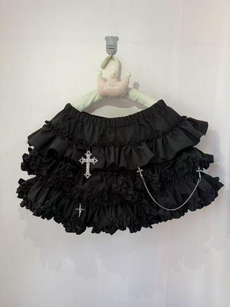 

Summer Gothic Y2k Elastic Waist Cross Short Skirt Women High Street Chic Thin Hot Girl Skirts Female Aesthetic New Punk Outfits L слонова кістка