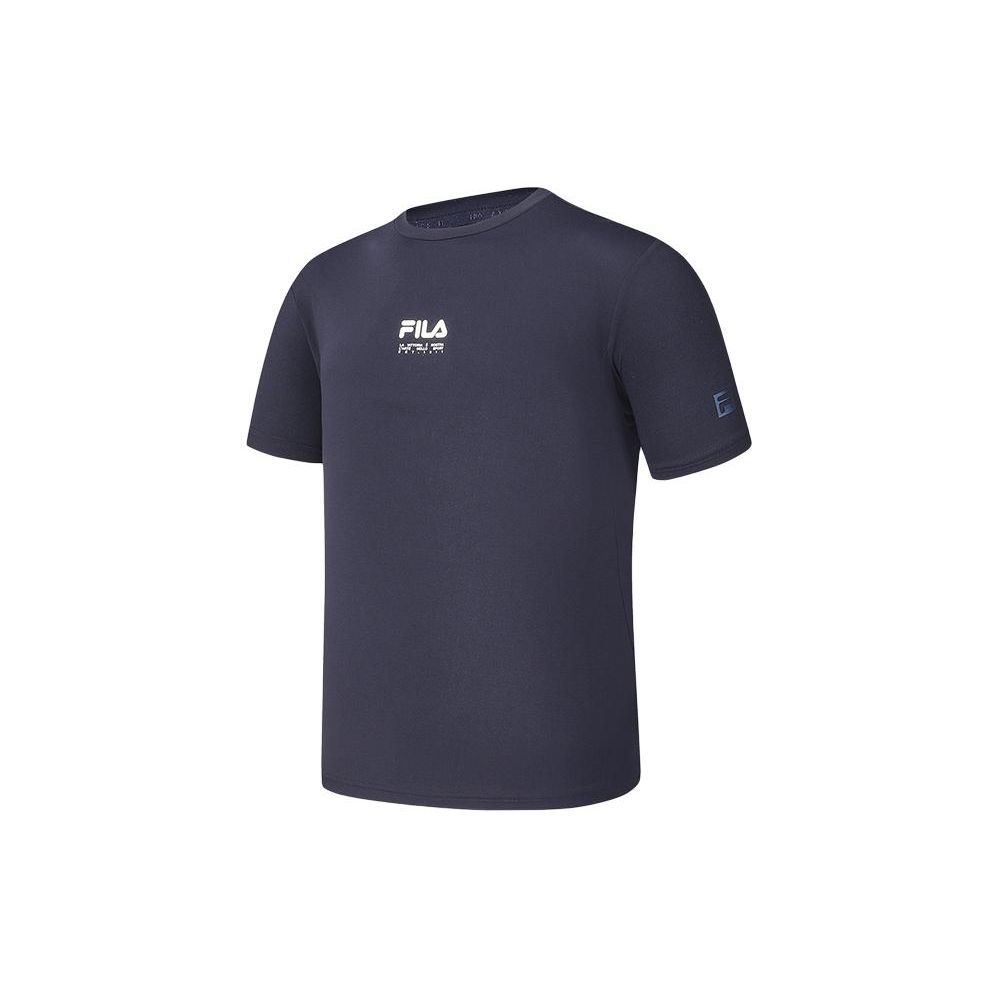Fila Fitness Series Letter Print Breathable Sports Short Sleeve T-Shirt Men Tops Royal-Blue A11M421120FNV