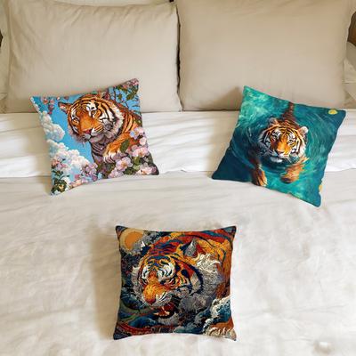 Wildes Tigerbild Niedliche Kissenhülle Home Office Geburtstag Jahrestag Geschenke Weiche Hautfreundliche Kissenhülle