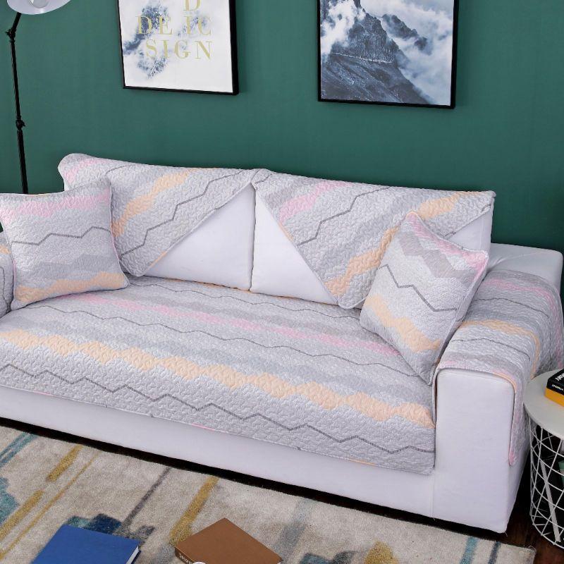 Quilted Sofa Towel Cushion Four Season Universal Slipcover Non-slip Cloth Sofa Covers for Living Room Couch Sofa Towel