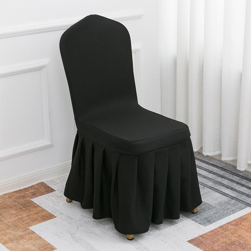 Solid Color Thick and Highly Elastic Stretch Chair Cover Wedding Pleated Skirt Style Chair Covers Suitable for Hotel Party and Banquet Decoration