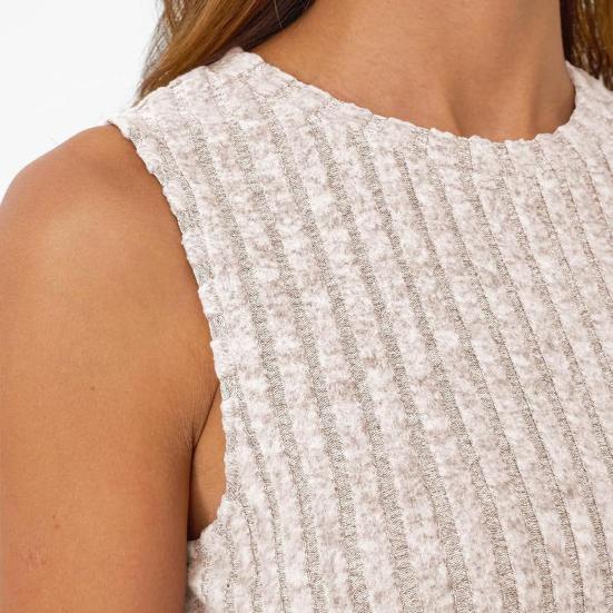 Dámské topy Kulatý výstřih Bez rukávů Slim Fit Pletené topy Jednobarevné Elastické Žebrované Tílka na denní nošení