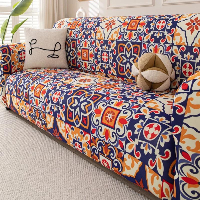 American Printed Elastic Sofa Cover All Inclusive Stretch Couch Slipcover For Four Seasons Soft Couch Cushion For Living Room