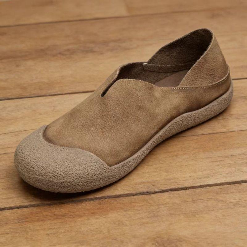 Men'S Leather Loafers Shoes Wide Toe Retro Soft-Soled Flat Summer Drivening Shoes Women Shoes 39-44