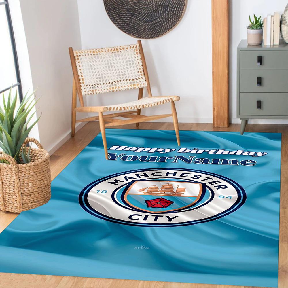 Manchester City Personalized Name Carpet Suitable for Balcony Game Room Outdoor Kitchen Antislip Carpet Decorate Offices