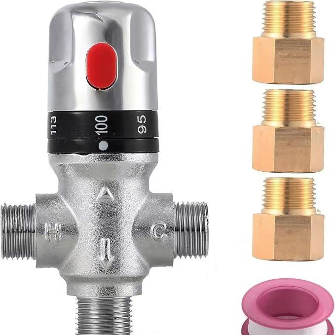 1/2 NPT European Brass Thermostatic Valve for Surface-Mounted Solar Water Heater - Automatic Temperature Control Mixing Valve