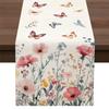 Watercolor Wildflower Butterfly Linen Table Runner Party Decor Spring Summer Floral Kitchen Dining Table Runners Home Decoration