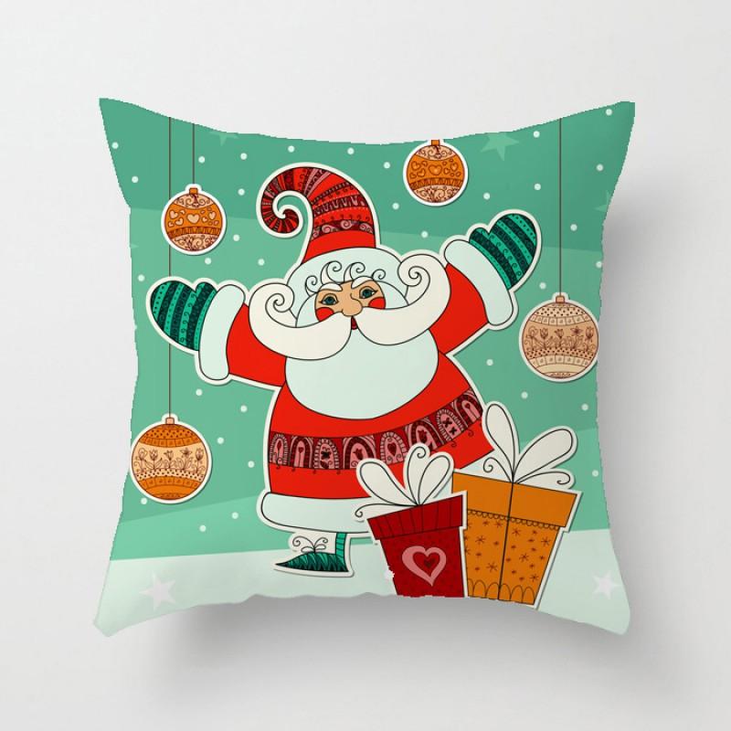 Christmas Cartoon Hand-Drawn Decorative Pillow Cover 45x45cm Living Room Car Holiday Home Decor