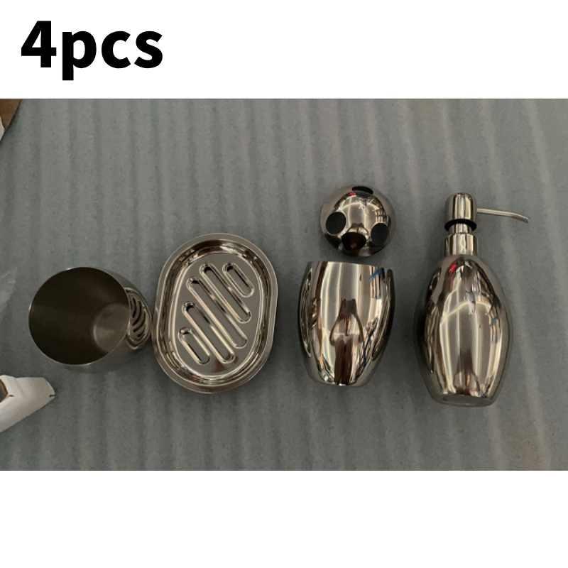

Bathroom Steel Stainless Set Storage Lotion Bottle Washbasin Cup Tool Durable 4pcs
