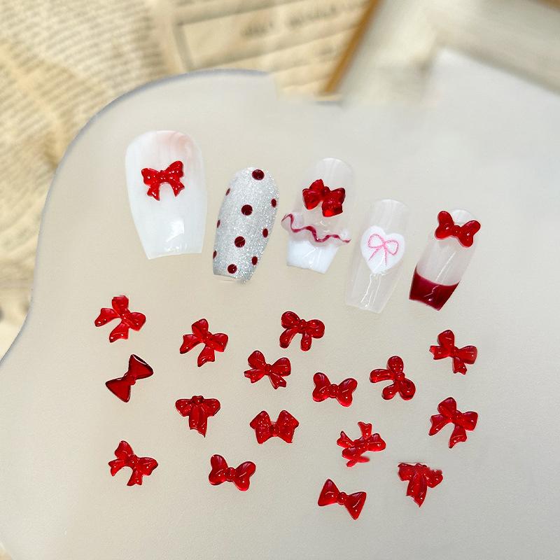 100Pcs 3D Mini Bow Resin Nail Art Decoration Bowknot Ornament Nail Charm Jewelry Design Kawaii Gem