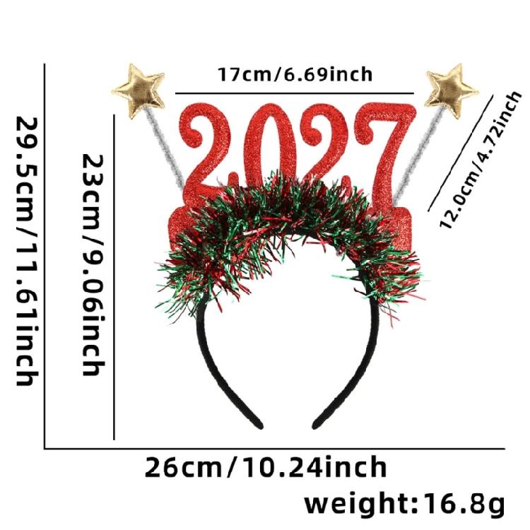 Celebration Hair Accessory for 2027 New Year, Glitter Headband with Bright Trim for Party Wear and Photo Booth Use