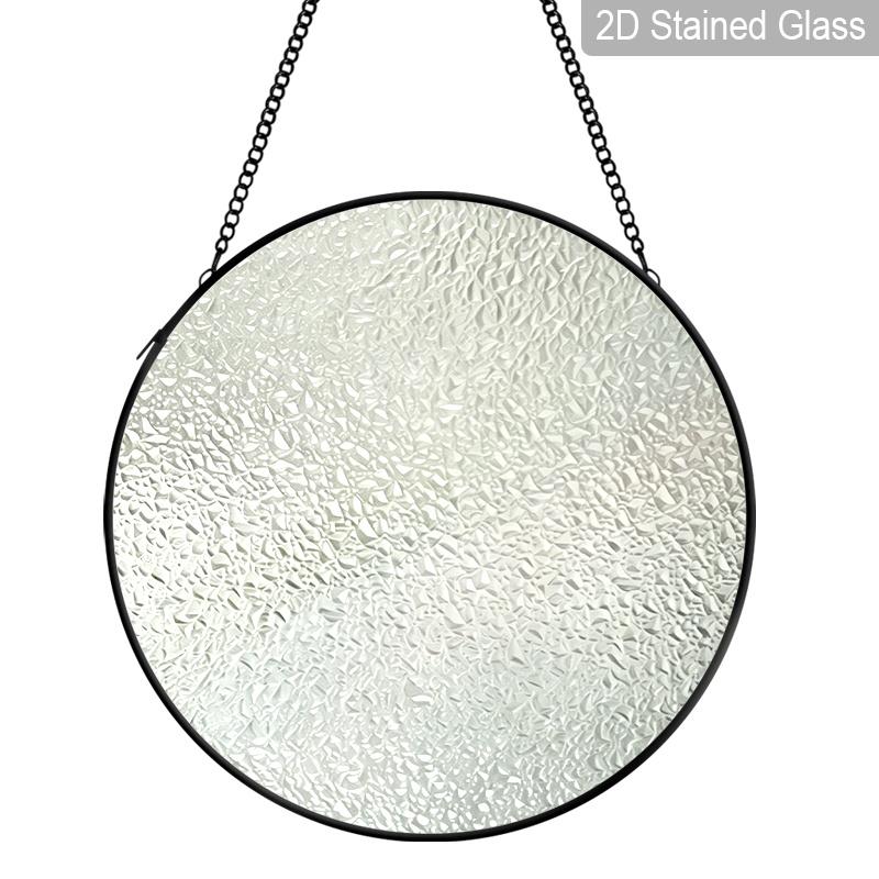 2D Flat Stained Glass Pink Peony Window Decoration, Elegant Colored Glass Plate with Chain, Charming Spring Summer Sun Catcher Wall Art Home Garden