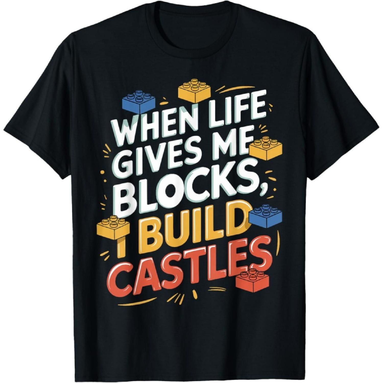 I Build Castles Kids Brick Builder Bricks Building Blocks T-Shirt S