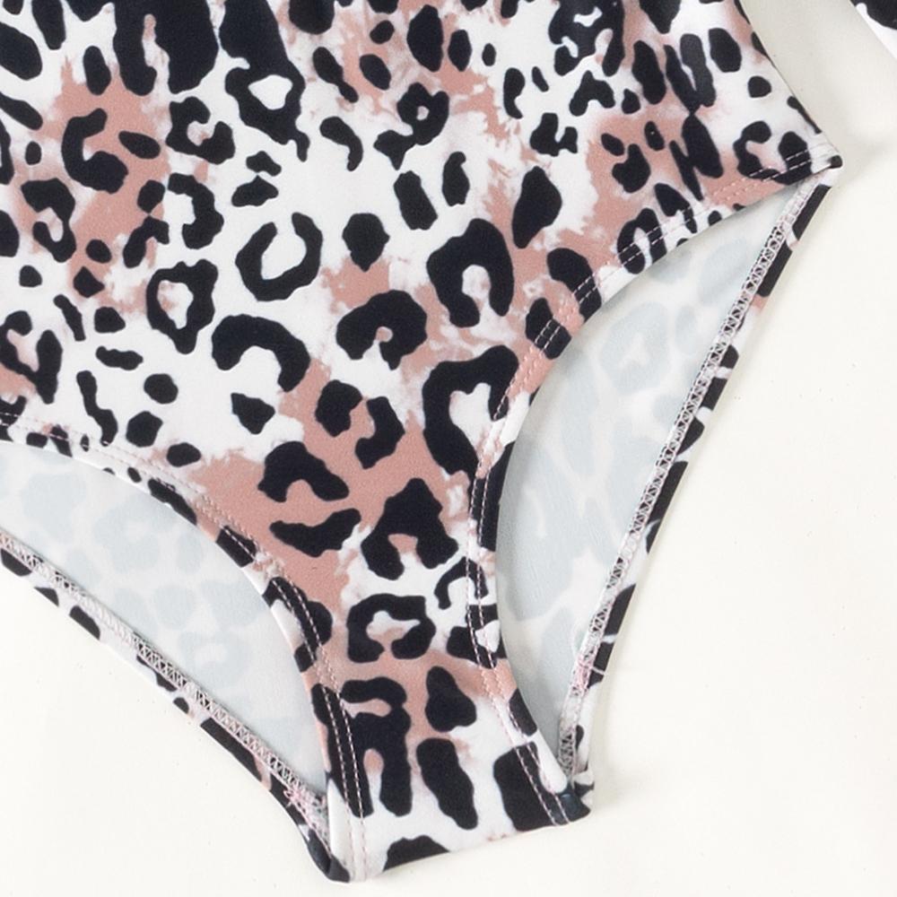 Leoparden-Schwimmen Einteiler für Mädchen 4–7 Jahre Kinder Bademode Langarm Strand Badeanzüge Kinder Badeanzüge Heiße Quelle