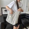 Women's Tote Bag Striped Canvas Casual Handbags For Women Simple Shopping Large Capacity Woman Shopper School Shoulder Bag AVE