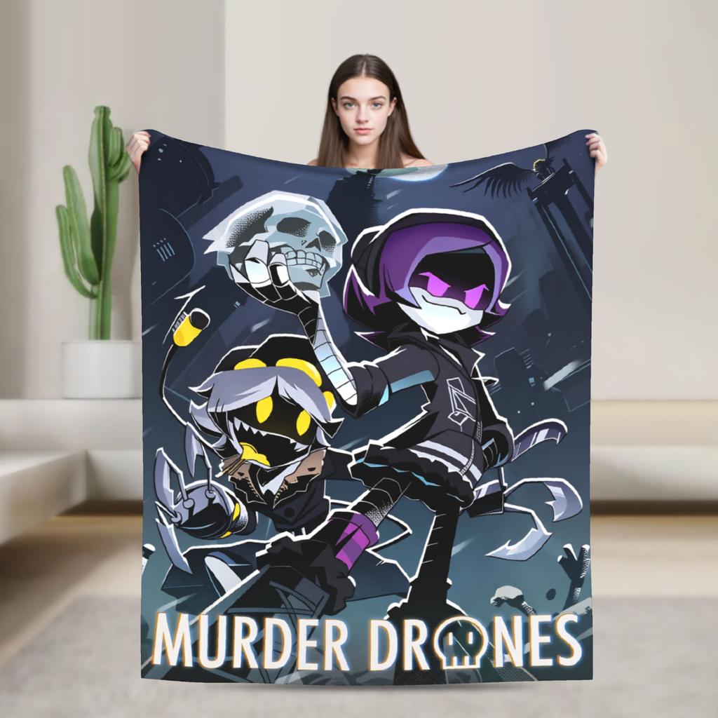 Murder Drones N and Uzi Blanket  Warm Soft Street Trend Plush Throw Blanket For Bedroom Travel Flannel Bedspread Bed Cover