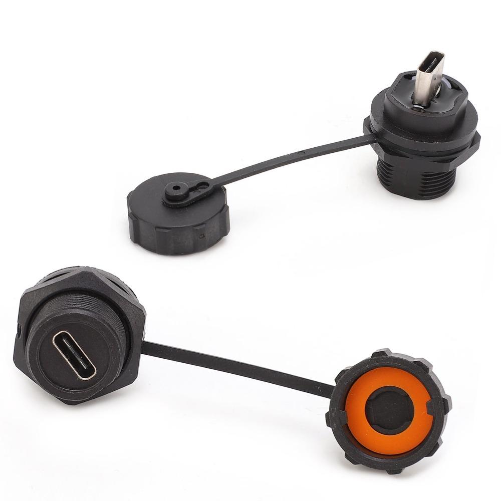 with Dust Cover Waterproof USB Connector IP67 Type C Socket Panel  Equipment Connection
