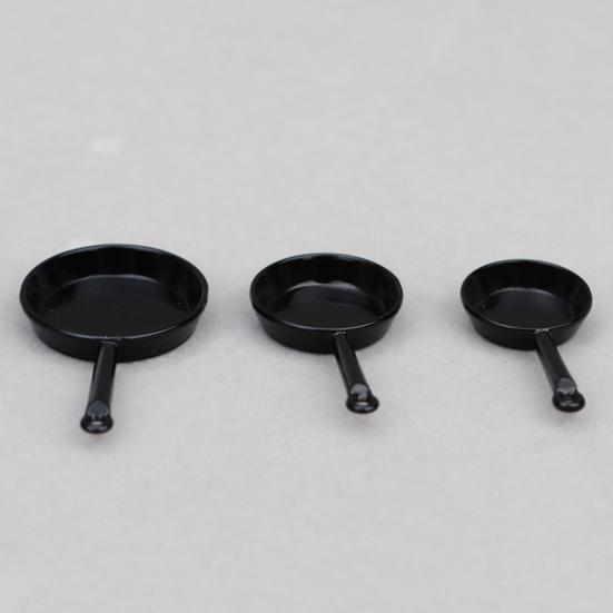 3 Stück 1:12 Maßstab Puppenhaus Bratpfanne Miniatur Kochtopf Kompakte Bratpfannen für Puppenhaus Küche Dekoration