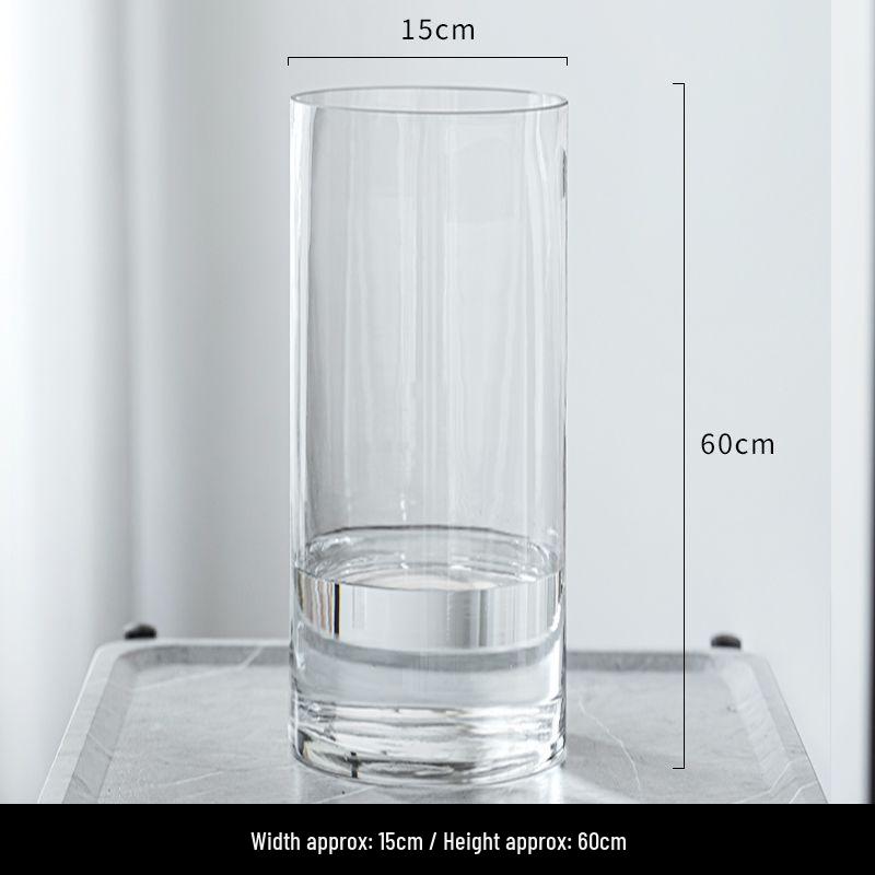 Elegant Transparent Glass Vase for Home Décor – Large Straight Tube Design for Floral Arrangements