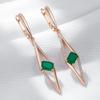 Full Paved Hollow Green Zircon Long Pendant Earrings Trendy Golden Elegant Women Jewelry Keep Color