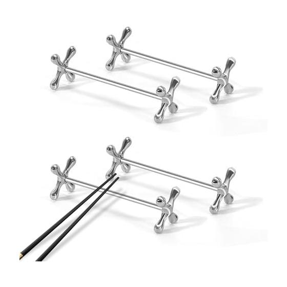 TVETE Chopstick Rests, 4-Piece Stainless Steel Elegant Cutlery Rest, Long Spoon and Fork Holder, Tabletop Accessory, Kitchenware for Restaurants and