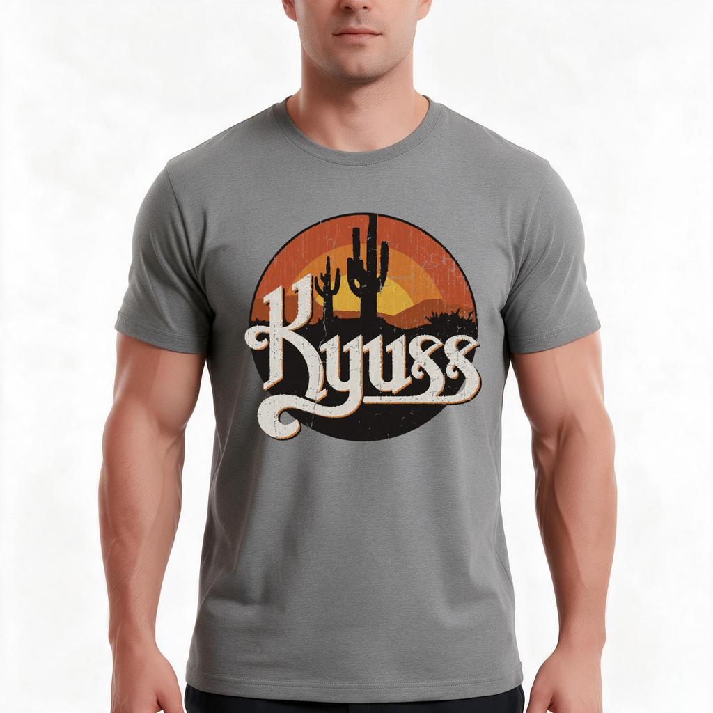 Kyuss Sunset TShirt Summer Casual Cotton Tee Oversized Streetwear Tops Vintage Graphic Print Loose Fit Short Sleeve