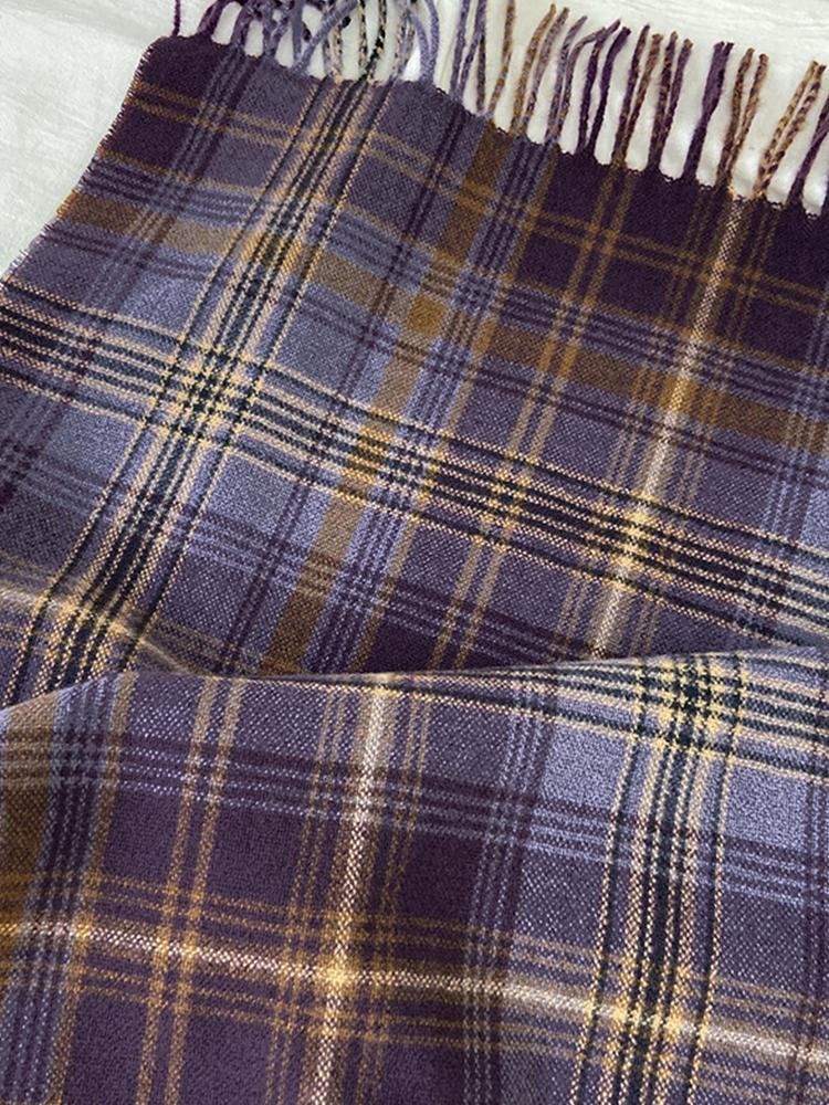 Autumn Winter Women Knitted Scarf Headscarf Lady Men Casual Preppy Rainbow Plaid Tassel Scarve Mujer Male Wrap Shawl New Korean