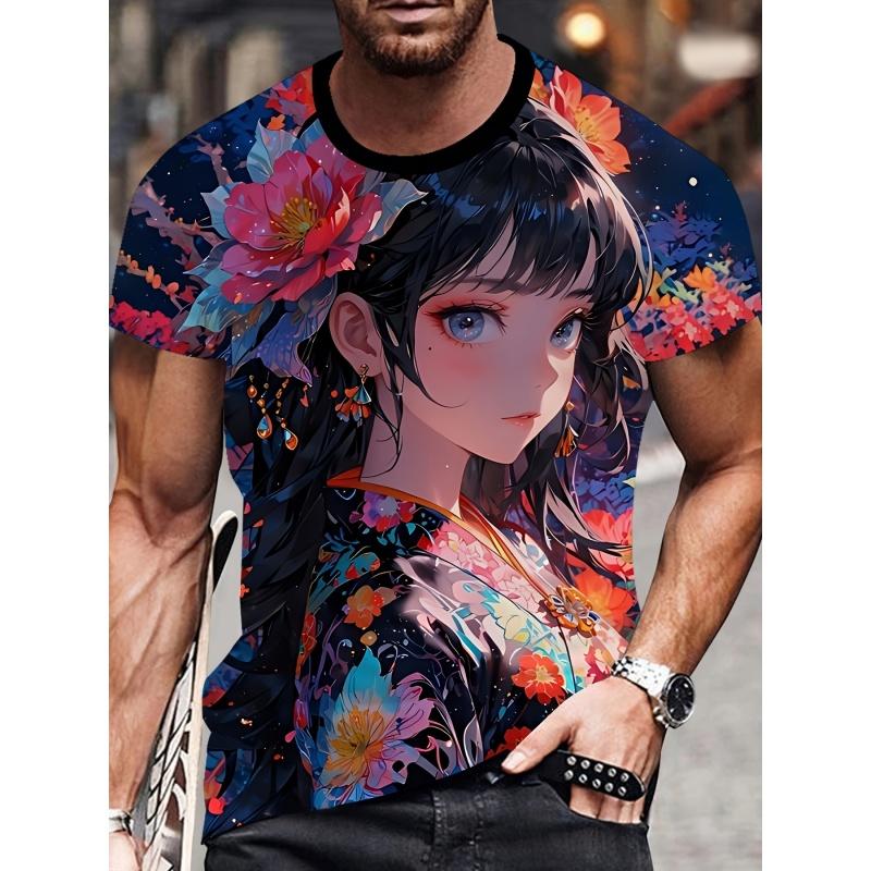 Buntes Mode-Muster T-Shirt für Männer Schöne Jungen Mädchen 3D-bedruckte T-Shirts Sommer Kurzarm Rundhals Oberteile Lockere T-Shirts