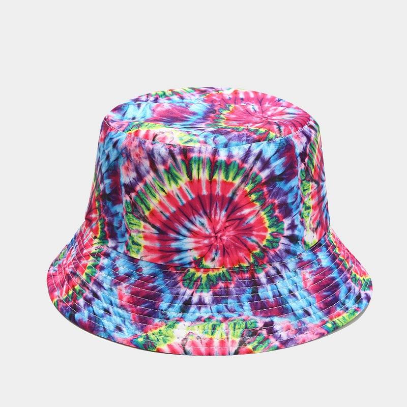 European and American spring new beach vacation leisure basin hat trendy men and women rainbow double-sided bucket hat sunscreen visor