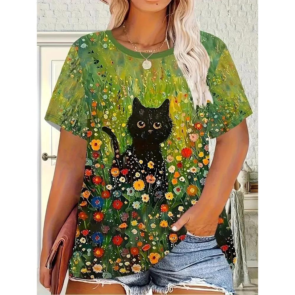 Women's Animal Print Top Fashion Versatile Short Sleeve Daily Comfort T-Shirts Women’s