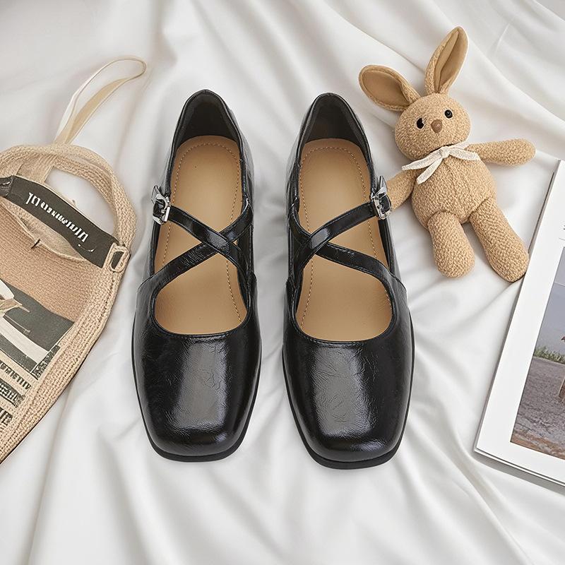 Sheepskin pad leather single shoes women's spring and summer buckle shoes women's small fragrant wind women's shoes tide