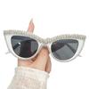 Crystal Cat Eye Sunglasses Luxury Rhinestone Frame Eyewear Trendy Aesthetic Sun Glasses Classic Sparkly Shades Party Goggle