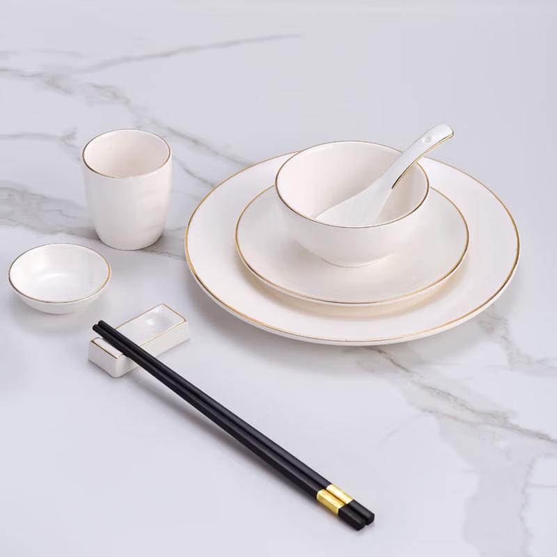 European Style Gold Rim Ceramic Dinner Plate